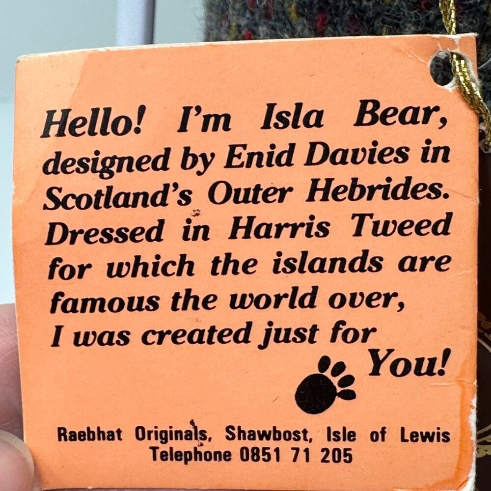 Raebhat Originals Isla Bear 13in Harris Tweed Doll Scotland Collectible Vtg 1982 - Picture 8 of 16